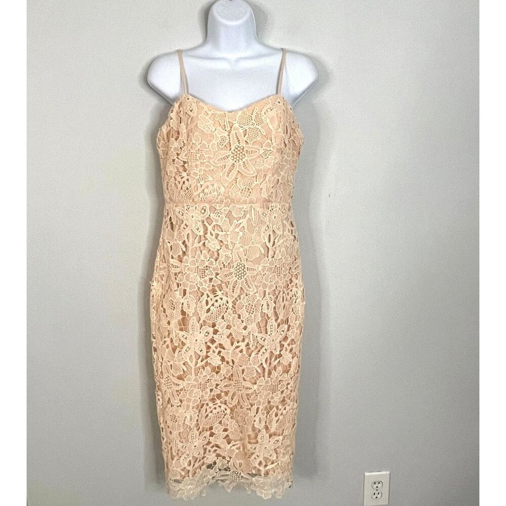 Coquette Lace Dress‎ NWT Medium Pink Sheath Soft Girl Spaghetti Strap Wedding